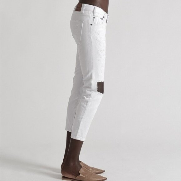 One Teaspoon Skinny Jeans White Freebirds Distressed Straight leg Ankle Zip - Picture 9 of 16